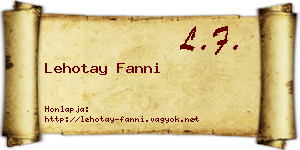 Lehotay Fanni névjegykártya